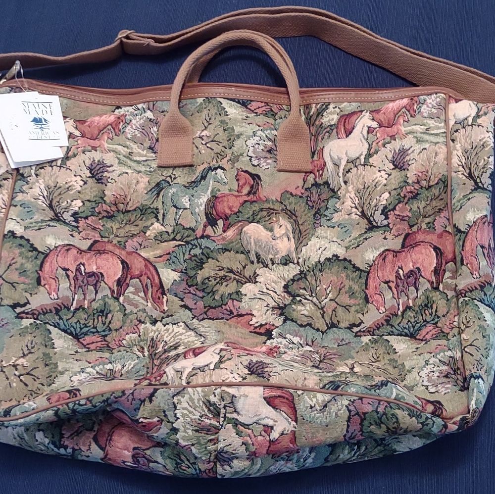 Maine made horse tapestry bag